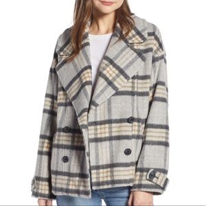SOMETHING NAVY Plaid Coat